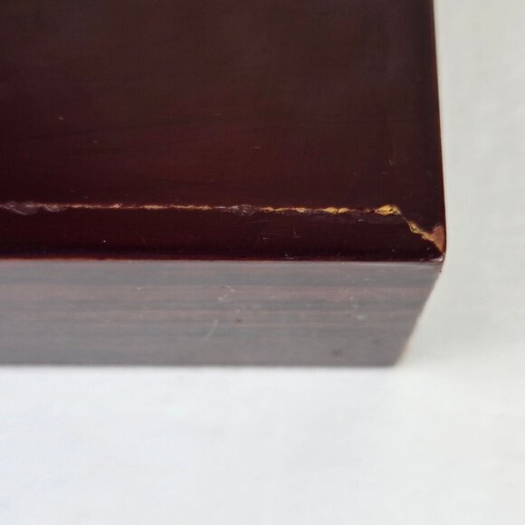 Wooden Lacquered Rectangular Box with Golf Ball & Club Head on Top Removable Lid - Picture 10 of 16